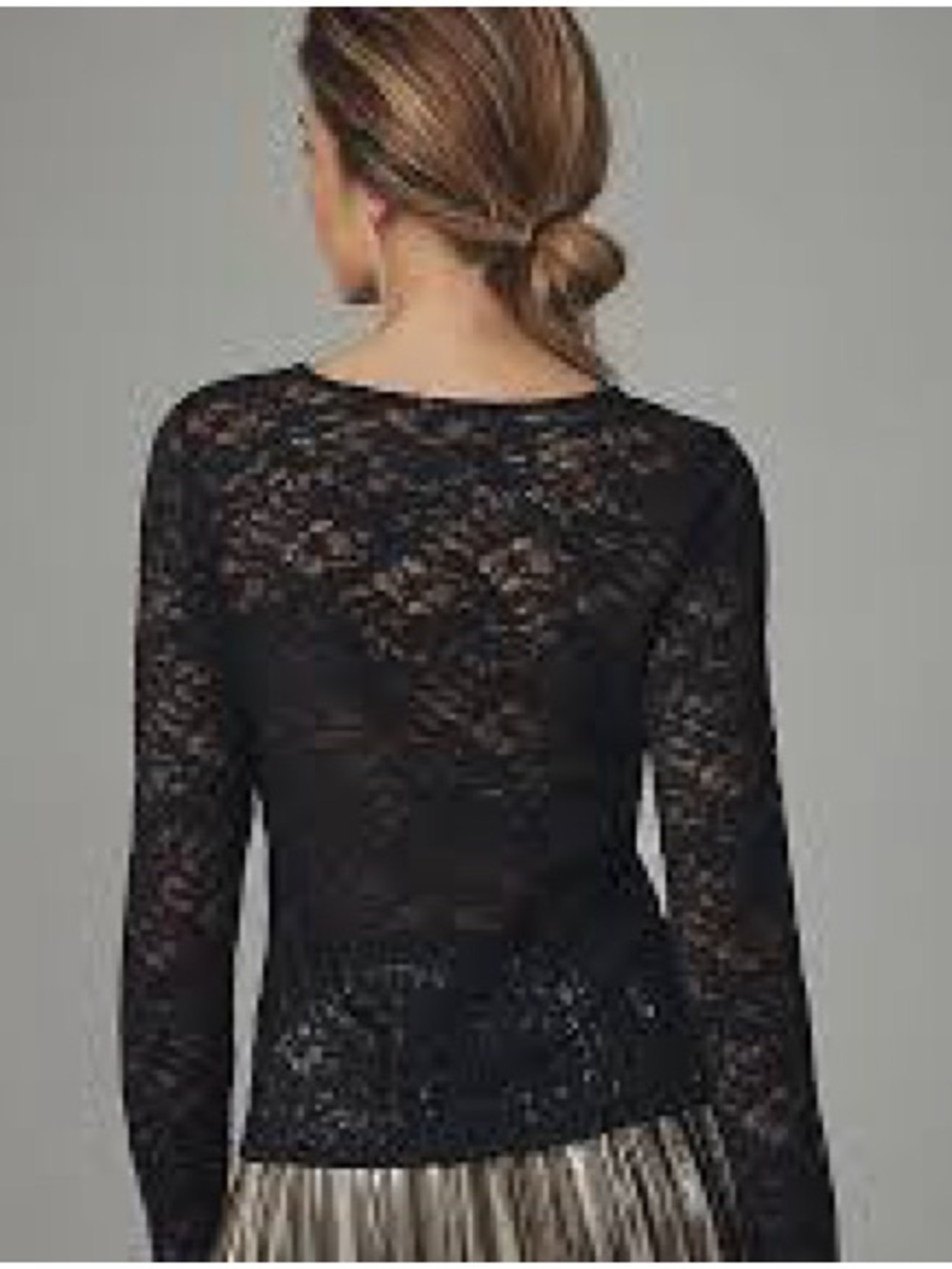 NWT Anthropologie Long Sleeve Black Lace Top